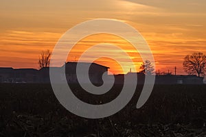 Sunset Po Valley Italy landscape sun sky fields color