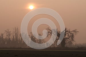 Sunset Po Valley Italy landscape sun sky fields color