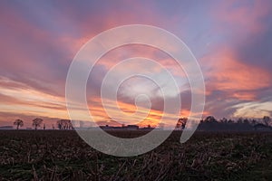 Sunset Po Valley Italy landscape sun sky fields color