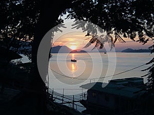 Sunset time at river Brahmaputra
