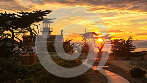 Sunset at Point Pinos Lighthouse, Monterey, Pacific coast