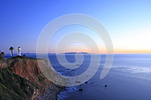 Sunset on Point Vicente lighthouse at night