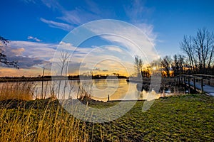 Sunset in the polder, close to Rotterdam Netherlands