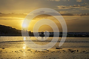 Sunset at polzeath beach, Cornwall, UK