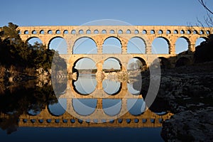 Sunset at Pont du Gard in Provence photo