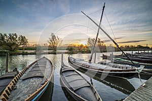 Sunset in the port of Catarroja in Albufera of Valencia