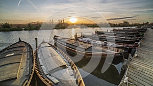 Sunset in the port of Catarroja in Albufera of Valencia