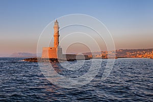 Sunset in port of Chania, Crete