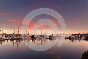 Sunset at Port of Newport Oregon