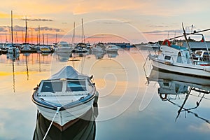 Sunset at the port of Sozopol town