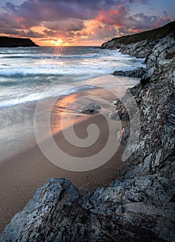 Sunset, Porth Joke Beach, West Pentire, Cornwall
