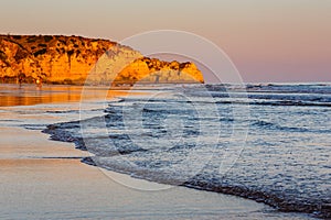 Sunset at Porto de Mos Beach in Lagos, Algarve