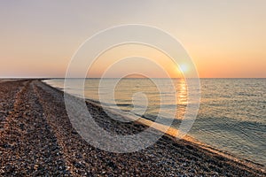 Sunset in Possidi Cape beach, Greece