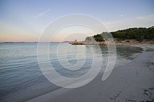 Sunset at the Prince`s Beach in Sardinia