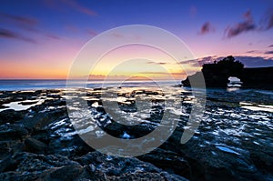 Sunset at Pura Batu Bolong Temple in Tanah Lot Bali