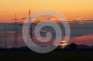 Sunset and pylons