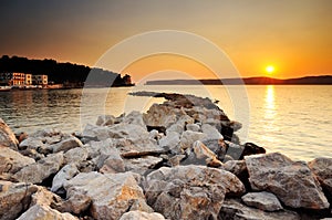 Sunset in Pylos, Greece photo