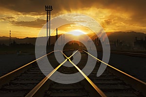 At sunset railway