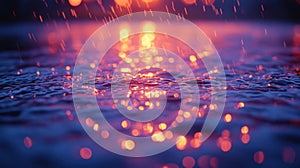 Sunset rain reflecting on water