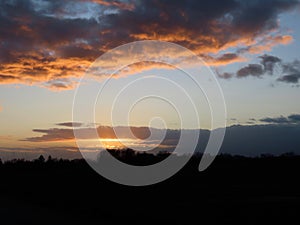 Sunset with red clouds