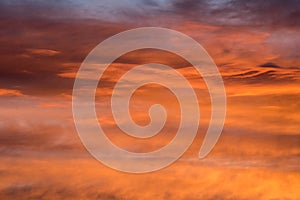 Sunset red sky with clouds horizontal background