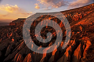 Sunset in the Red valley of Cappadocia