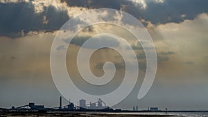 Sunset at Redcar with Industrial background.