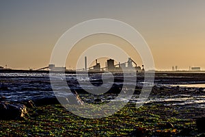 Sunset at Redcar with Industrial background.