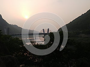 Sunset redsun mountain sky