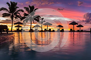 Sunset reflecting in the water in Fiji