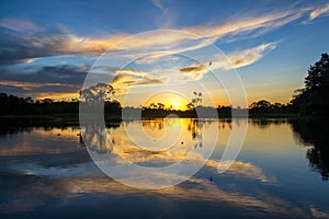 Sunset and Reflection in the Amazon