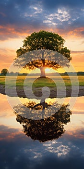 Sunset Reflection: A Faith-inspired Uhd Image Of Rural Life