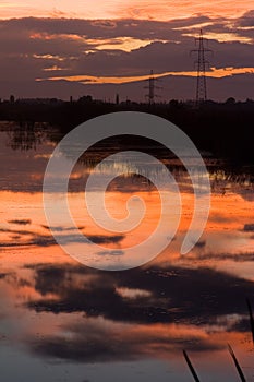 Sunset reflection in the lake