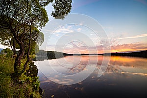 Sunset reflection at lakeside