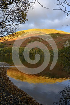 Sunset reflection in Loweswater lake