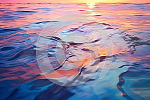 Sunset Reflections Dancing on Gentle Waves of a Tranquil Ocean. Generative AI