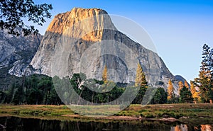 Sunset Reflections on El Capitan and the Merced River, Yosemite National Park, California