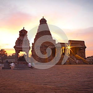 Sunset and rihadeeswarar Temple