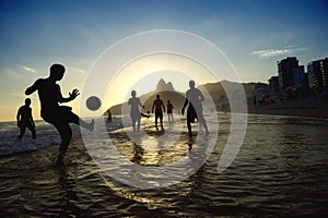 Sunset Rio Carioca Brazilians Playing Altinho Beach Football