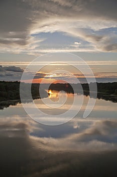 Sunset on the river Don.Cloudscape