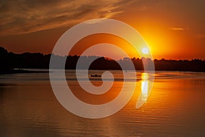 Sunset on the River Don in Russia in June