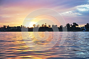 Sunset on the river, Nile, Egypt