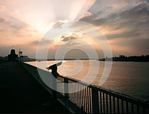 Sunset at river Scheldt