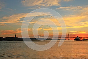 Sunset on river Tejo (Lisbon)