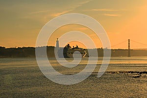 Sunset on river Tejo (Lisbon)