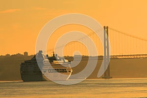 Sunset on river Tejo (Lisbon)