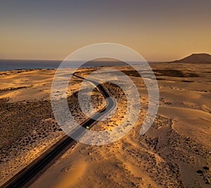 Sunset Road trip - Coast road Corralejo Fuerteventura photo