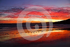 Sunset Rocks Cap Salou Spain, Mediterranean sea photo