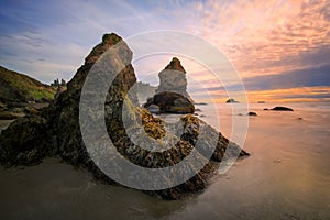 Sunset at a Rocky Beach, Northern California Coast