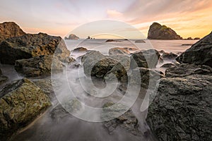 Sunset at a Rocky Beach, Northern California Coast